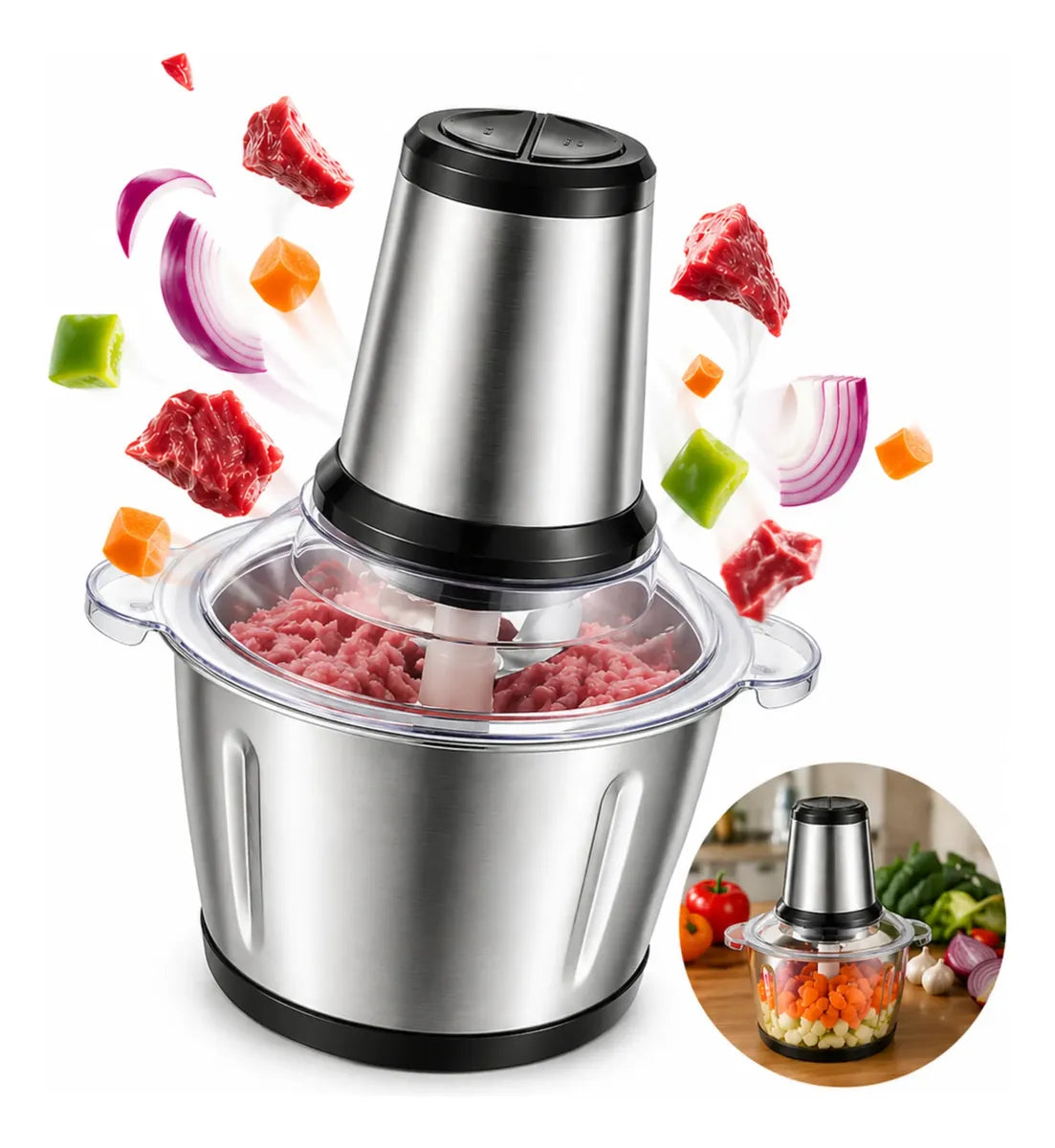 Picadora de Carne y Fruta multifuncional de 2 Lt